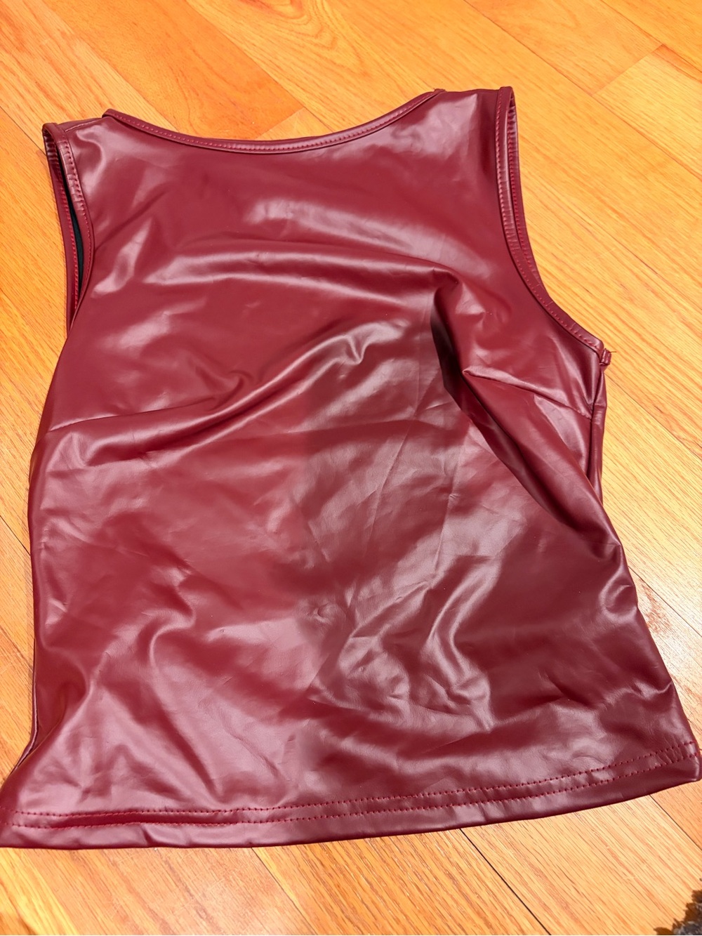 SHEIN Burgundy Faux Leather Tank Top